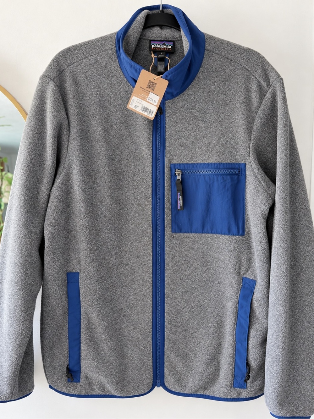 Patagonia Men’s Synchilla Fleece Jacket Nickel Gray Clement Blue Full Zip